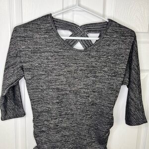 Girls 7/8 Bella Birdie Gray Criss Cross Back Long Sleeve Top